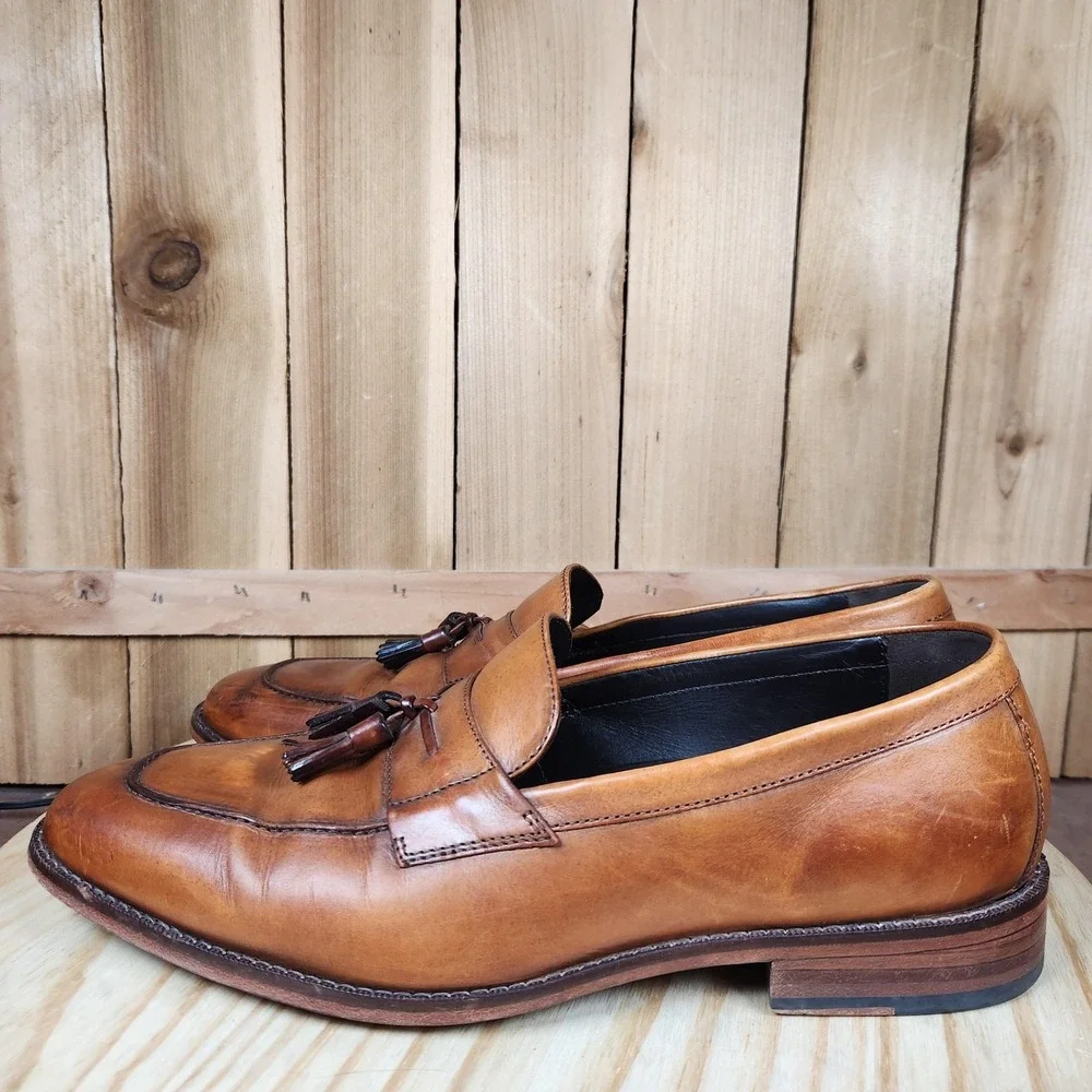 Cole Haan Tassel Loafer Shoes Mens‎ 10 M Brown Leather Slip On Dress Square Toe